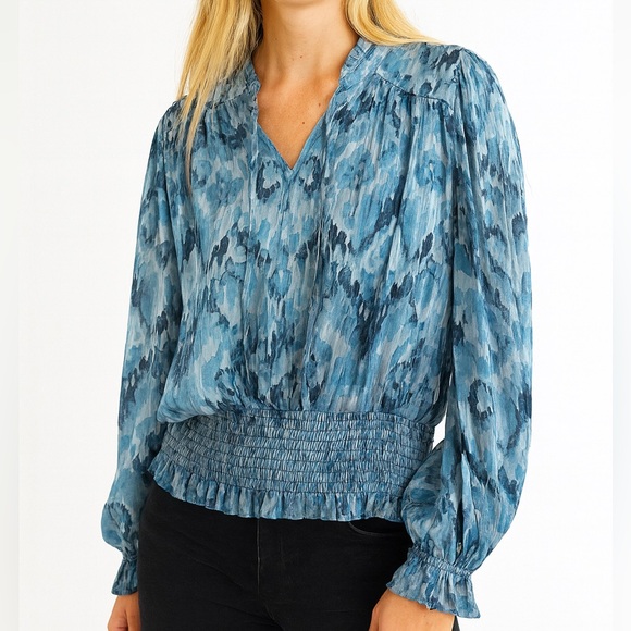 Rachel Zoe Teal Patterned Blouse - Picture 1 of 4